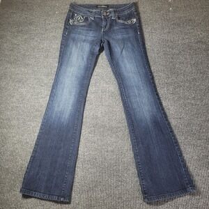 Women's Cello Jeans Stretch Denim Dark Blue  Size‎ 5 Embellished Rhinestone